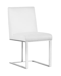 DEAN DINING CHAIR - STAINLESS STEEL - NOBILITY WHITE - 