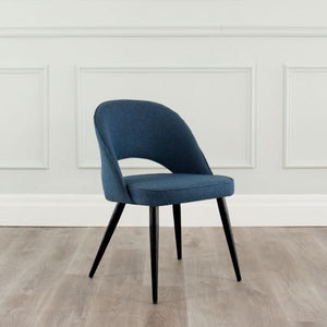 COCO BLUE Fabric Dining Chair with Black Base