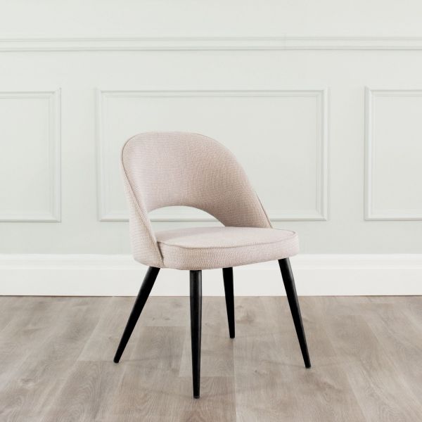COCO CREAM Fabric Dining Chair with Black Base