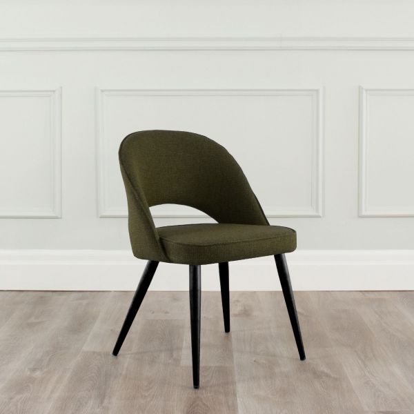 COCO GREEN Fabric Dining Chair with Black Base