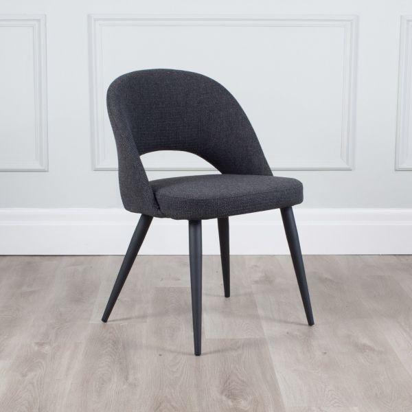 COCO BLACK Fabric Dining Chair with Black Base